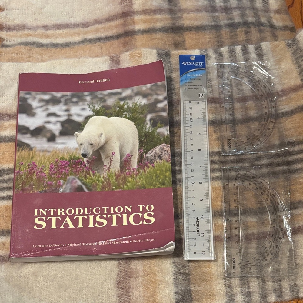 Introduction to Statistics Textbook (with free ruler and 2 protractors!)